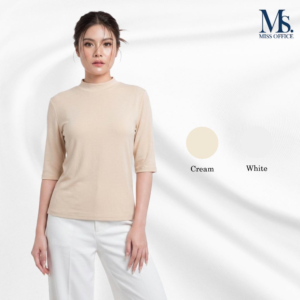 Miss office เสื้อยืด คอปีน แขน 3 ส่วน (MT-144)