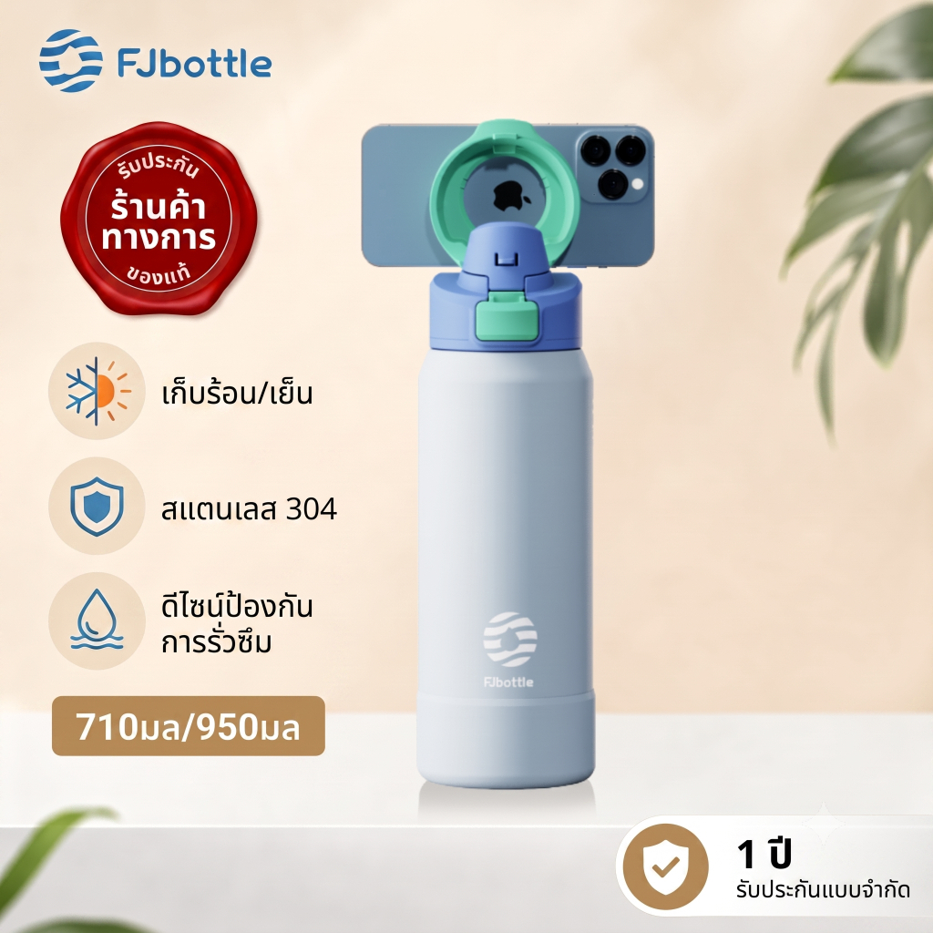 FJbottle ขวดน้ำเก็บร้อน–เย็น 710ml/950ml ฝาปิดแม่เหล็ก รองรั