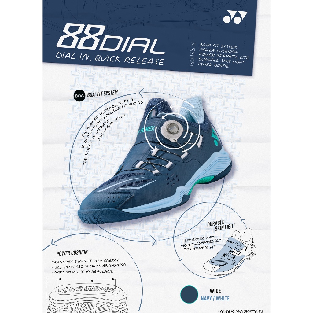 รองเท้าแบดมินตัน รองเท้ากีฬา YONEX รุ่น SHB-88 DIAL 3 WIDE