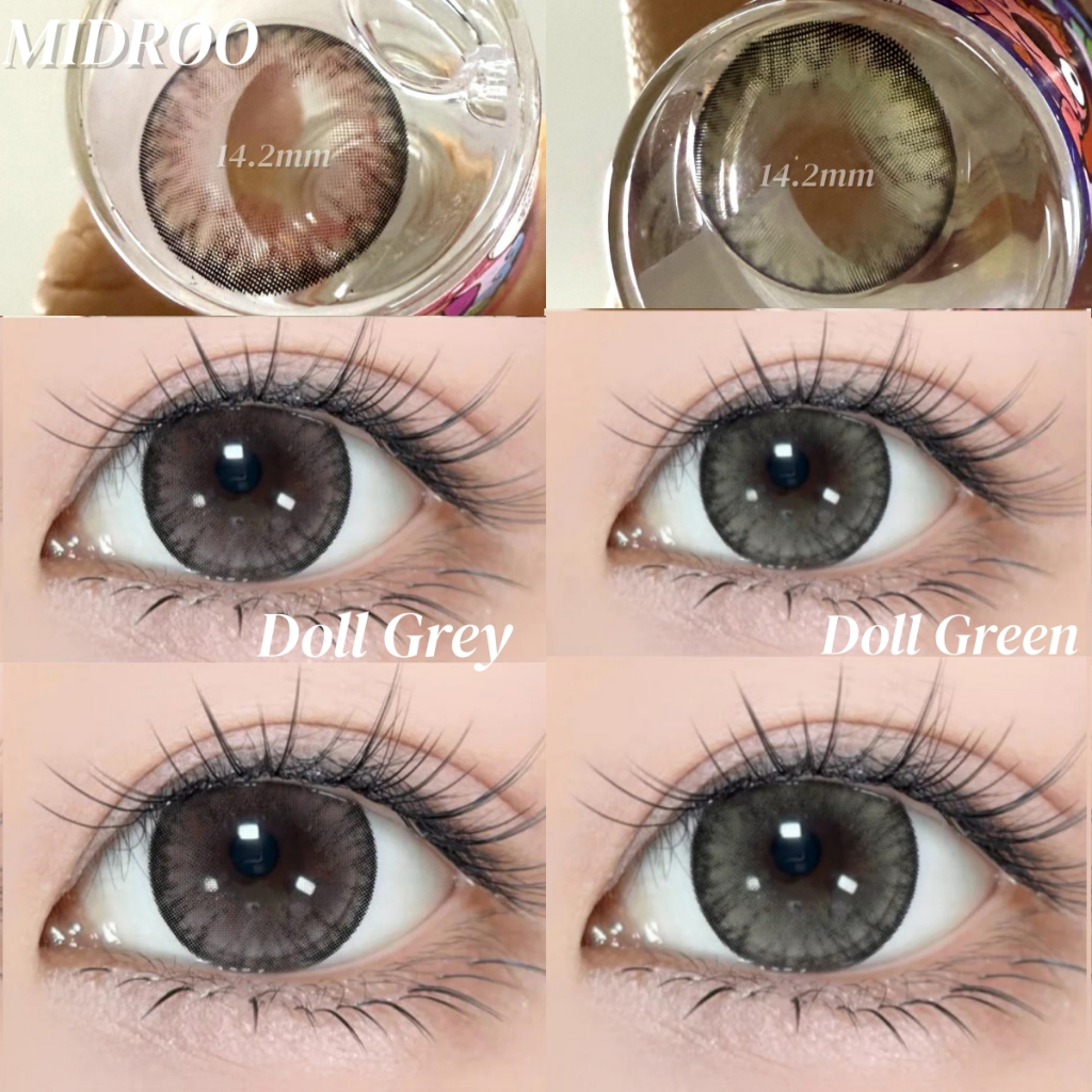 【ผ่าน FDA!!1คู่ลด20฿ 2คู่ลด40฿】Midroo รุ่นพิเศษ บิ๊ก อาย เลนส์ค่าสายตาสั้น Doll Contact Lense-14.2มม รายเดือนคอนแทคเล