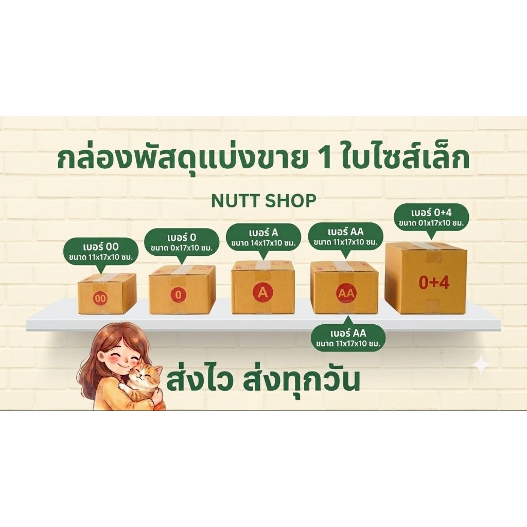 แบ่งขาย 1 ใบ กล่องพัสดุเบอร์รวมไซส์เล็ก กลาง 00 0 AA 0+4 A AB 2A B ส่งไว ทันใช้แน่นวล