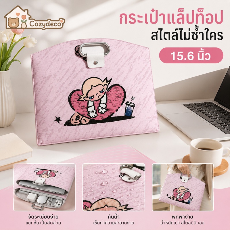 กระเป๋าใส่โน๊ตบุ๊คน่ารัก กระเป๋าใส่โน๊ตบุ๊ค 15.6 นิ้ว laptop bag น้ำหนักเบา กระเป๋าเอกสารแบบพกพา