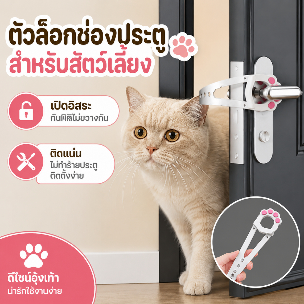 ที่กั้นประตูสัตว์เลี้ยง ไม่ต้องเจาะ ติดตั้งง่าย รั้วกั้นแมว กั้นห้องแมว ปรับขนาดได้ แข็งแรง พร้อมส่งจากไทย