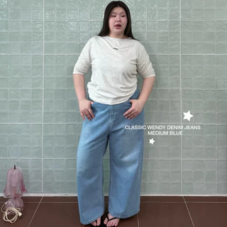 Classic Wendy Denim Jeans ยีนส์พลัสไซซ์ทรงใหญ่ เป้ายาวไม่ยิ้ม ห้ามเผื่อไซซ์ อ่านรายละเอียดก่อนสั่งซื้อ - wendystore19