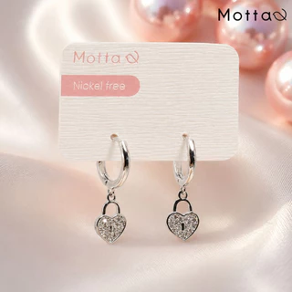 Motta Earring ต่างหูห่วงมีจี้ชุบทองคำขาว รวมจี้ลายหัวใจ