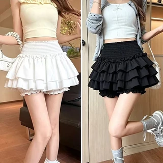 ส่งจากไทย💗กางเกงขาสั้นลายลูกไม้สีดำ เอวสม๊อคยืด รอบเอว 64 ซม น่ารักและหวาน #F078