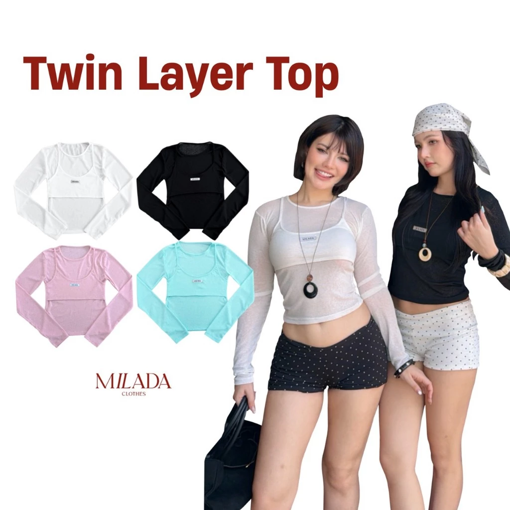 Twin layer top เสื้อแขนยาวเลเยอร์ (5014)