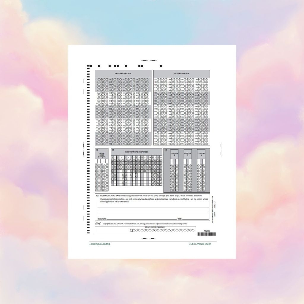 TOEIC ANSWER SHEET แบบฝน ขนาด A4