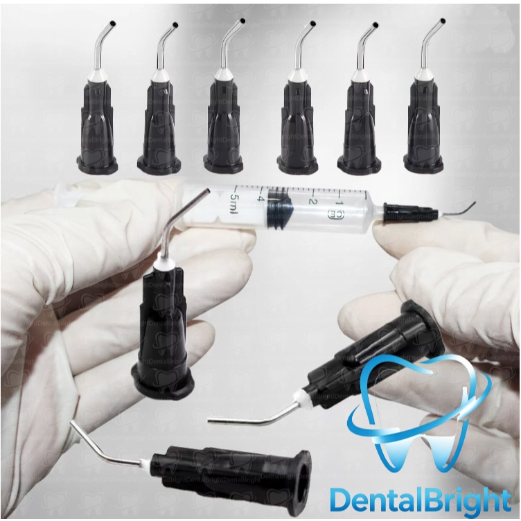 100pcs/bag Disposable Etchant Resin Flow Composite Needle Tip 25/20G Dental Composite Resin Pre Bent