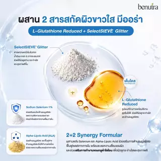 Benutra Double G Gluta reduced + Glitter 30 เม็ด/ก. บีนูทร่า ดับเบิลจี กลูต้า ผิวใส มีออร่า ลดหมอง