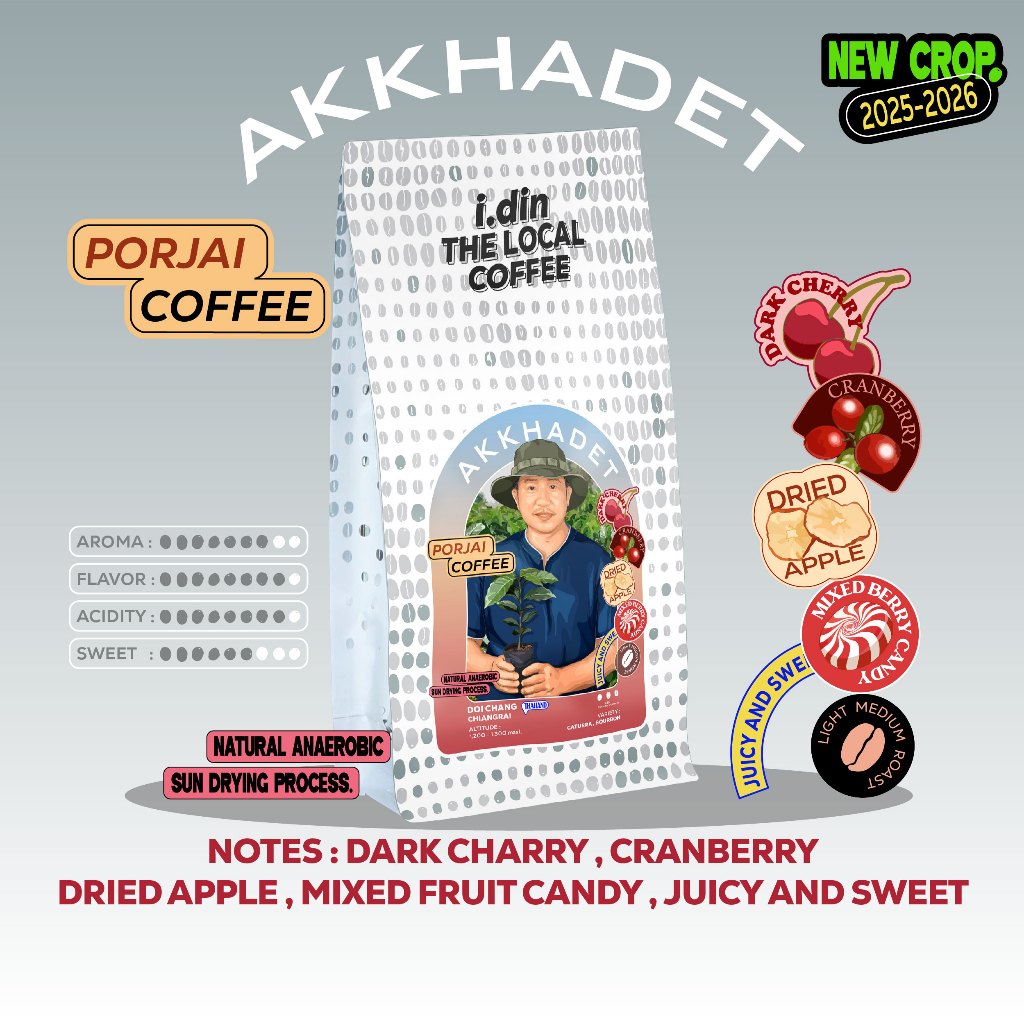 AKKHADET พอใจ กาแฟ ( 26.08.69) , ANAEROBIC NATURAL PROCESS/ เมล็ดกาแฟคั่ว เชียงราย