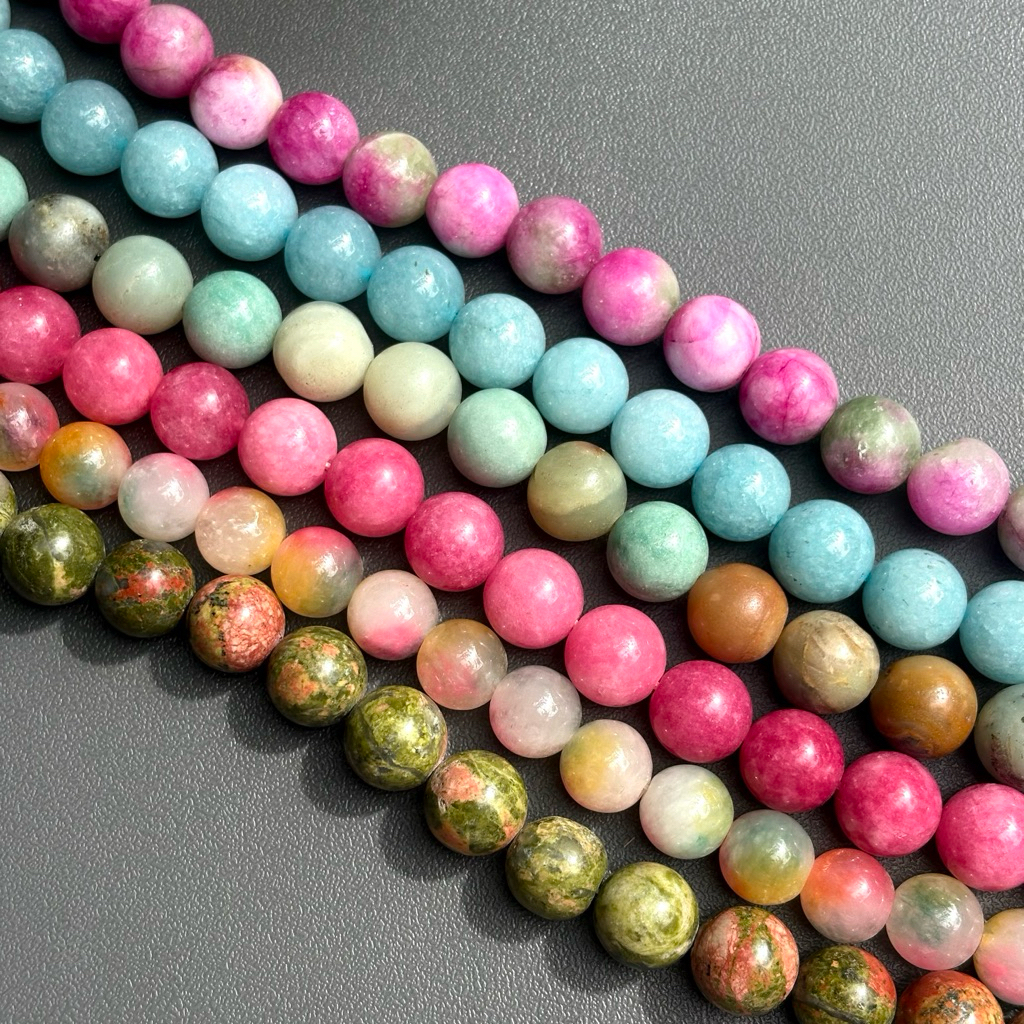 ( 14 mm ) Piing me Necklace | สร้อยคอหินแท้แบบกลมเม็ดใหญ่ ( 14 มิล ) 2026080504