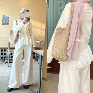 Hana Top (ฮานะ) | เสื้อผ้ายืดแขนยาว แต่งระบาย 2 ชั้น