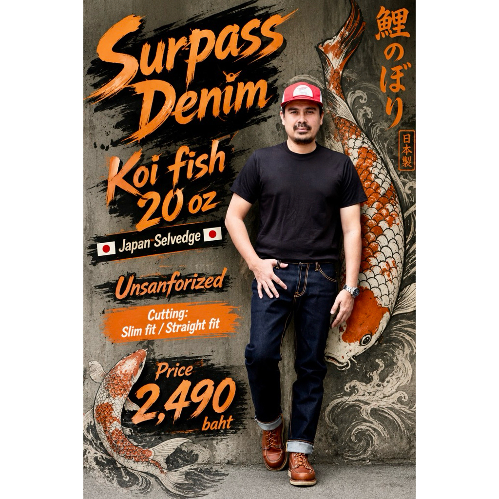 Surpass Koi Fish 20 oz ผ้าญี่ปุ่น