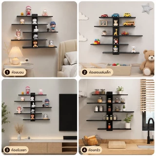 พร้อมส่ง🌻ชั้นวางของติดผนัง PVC โดนน้ำได้ รุ่น DECOR-5 สไตล์มินิมอล ประกอบง่ายไม่ยุ่งยาก