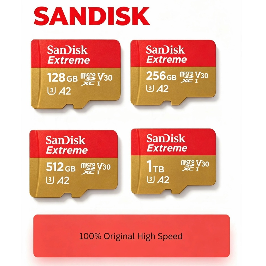 (ส่งด่วน/ขายส่ง) SANDISK Extreme Game Micro SDcard 16GB TO 1TB  (190MB/s) UHS-I V30 U3 A2 Memory car