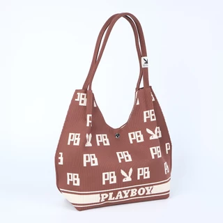PLAYBOY รุ่น MILDIS (ไมล์-ดิส) Monogram Knit Hobo Tote กระเป๋าไหมพรม รหัสST-BS263PB162 ดีไซน์ผ้าทอไหมพรม มี 2 สี