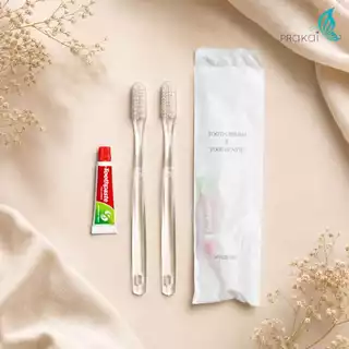 PRAKAIVANICH แปรงสีฟันx2ด้าม ยาสีฟัน 5g【ลังละ 50 เซ็ท】 ของใช้ในโรงแรม Toothbrush/Dental Kit