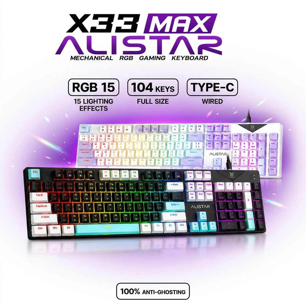 (TH/EN) NUBWO X33 MAX ALISTAR MINI RGB Mechanical GamingKeyboard #คีย์บอร์ดเกมมิ่ง แมคคานิค