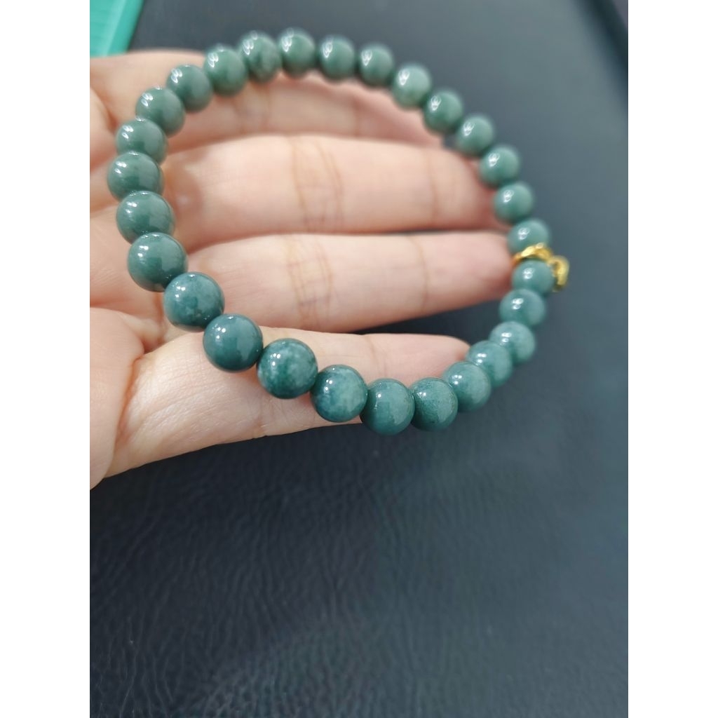 สร้อยข้อมือหยกบลู ขนาด 7 มม หยกกัวเตฯ - Jade Jadeite Type A