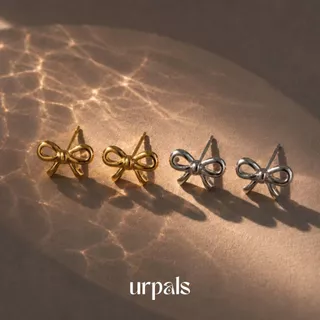 URPALS ต่างหู ลายโบว์ Stainless ชุบทอง 18K ใส่ได้ทุกวัน ไม่ลอกไม่ดำ