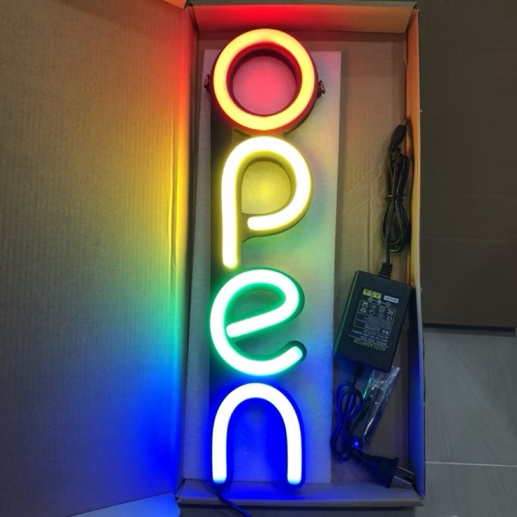 ป้ายไฟ ป้ายไฟOPEN ป้ายไฟตัวอักษร ป้ายไฟเปิดร้าน ป้ายไฟสำเร็จรูปป้ายไฟLED- OPENทรงตั้ง