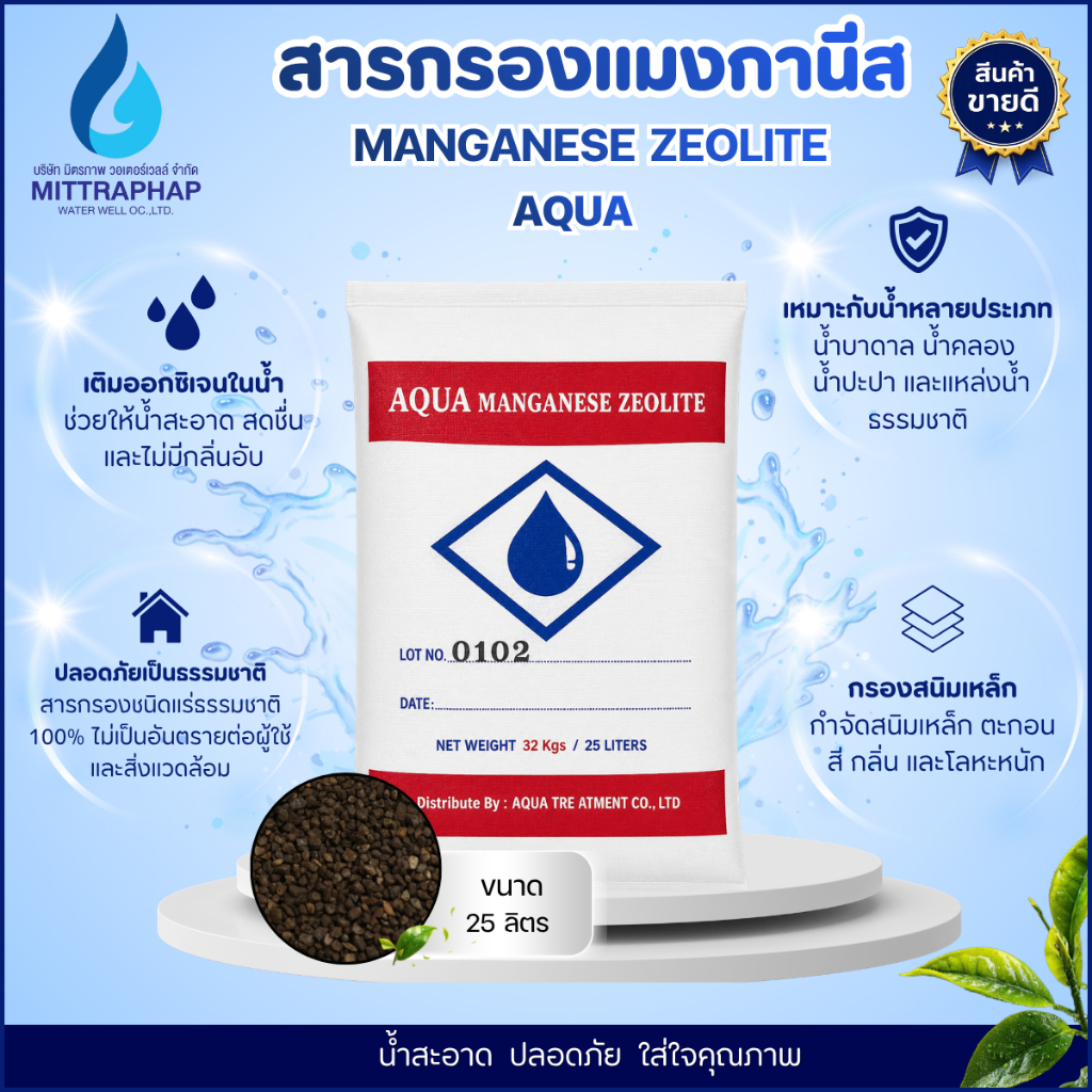 สารกรองแมงกานีส Aqua Ziolite 25ลิตร