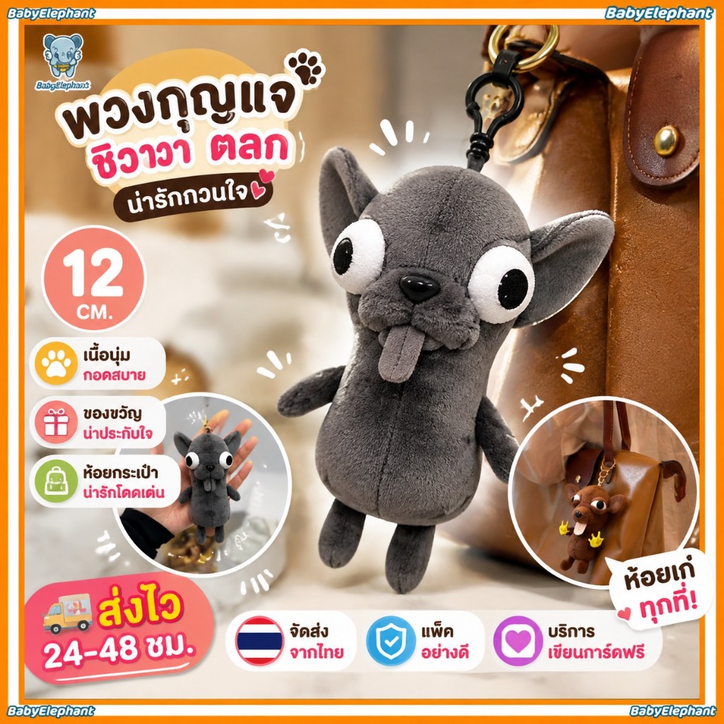 COD 12/25CM ชิวาวา พวงกุญแจตลกกระเป๋าเป้สะพายหลังแขวนของเล่นตุ๊กตาของขวัญวันเกิด