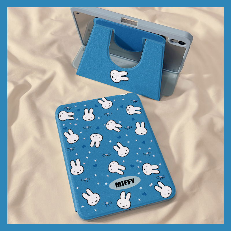 เคสป้องกันสำหรับ iPad Air 4/5/6/7/8, Mini 7, รุ่นที่ 6/8/9/11/10 และ Pro 11 มีขาตั้งหมุนได้ 360° และทำจากหนังอะคริลิกใส