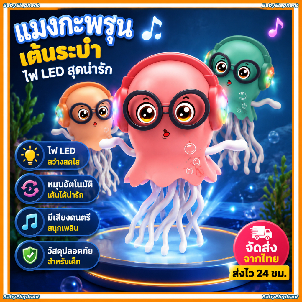 ปลาหมึกเต้นรำมหัศจรรย์ใหม่ ของเล่นไฟฟ้าสำหรับเด็ก ปลาหมึกพร้อมไฟ ของเล่นแสนสนุก ของขวัญสำหรับเด็กชายและเด็กหญิง