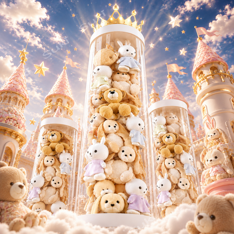 SUKI ถังเก็บตุ๊กตาใส PVC ทรงสูง จุเยอะ มีซิป/ตัวล็อก หลายขนาด ประหยัดพื้นที่ กล่องโชว์ตุ๊กตา ตกแต่งห้อง