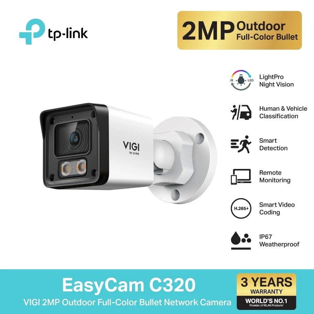 TP-LINK (EasyCam C320) VIGI 2MP Outdoor Full-Color Bullet Network Camera