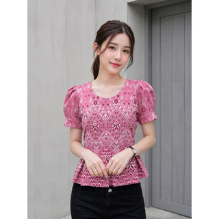 เสื้อลายไทย ระบายเอวผูกหลัง **สินค้ามาใหม่**