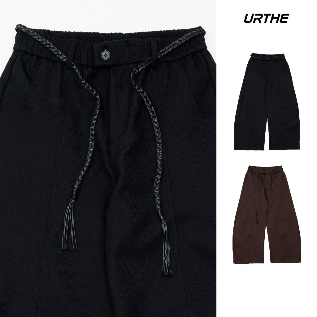 URTHE - กางเกงขายาว ทรงบอลลูน รุ่น RELAXED PLEATED WIDE PANTS