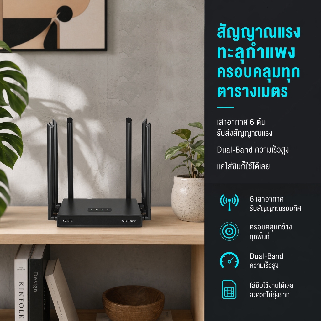 9900Mbps เราเตอร์ใส่ซิม 8 เสาอากาศ Router wifi 5G รองรับ AIS/True/TOT และทุกซิมการ์ด จัดส่งจากไทย