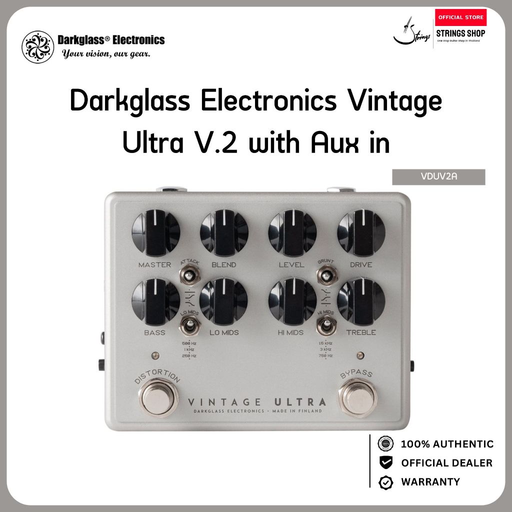 Darkglass Vintage Ultra V2 AUX Bass Preamp Overdrive DI พร้อม Cab Sim Headphone Out และ Aux In