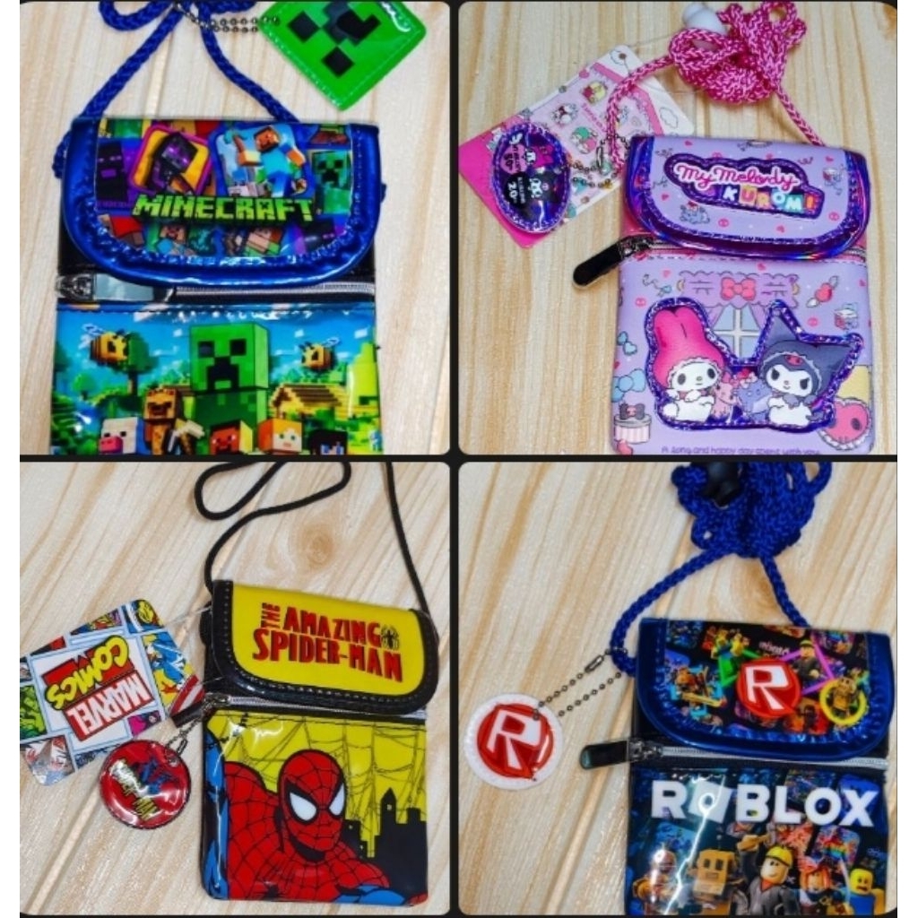 กระเป๋าห้อยคอเด็ก ลายการ์ตูน Roblox,สไป,มาเวล,คุโรมิ,เจ้าหญิง