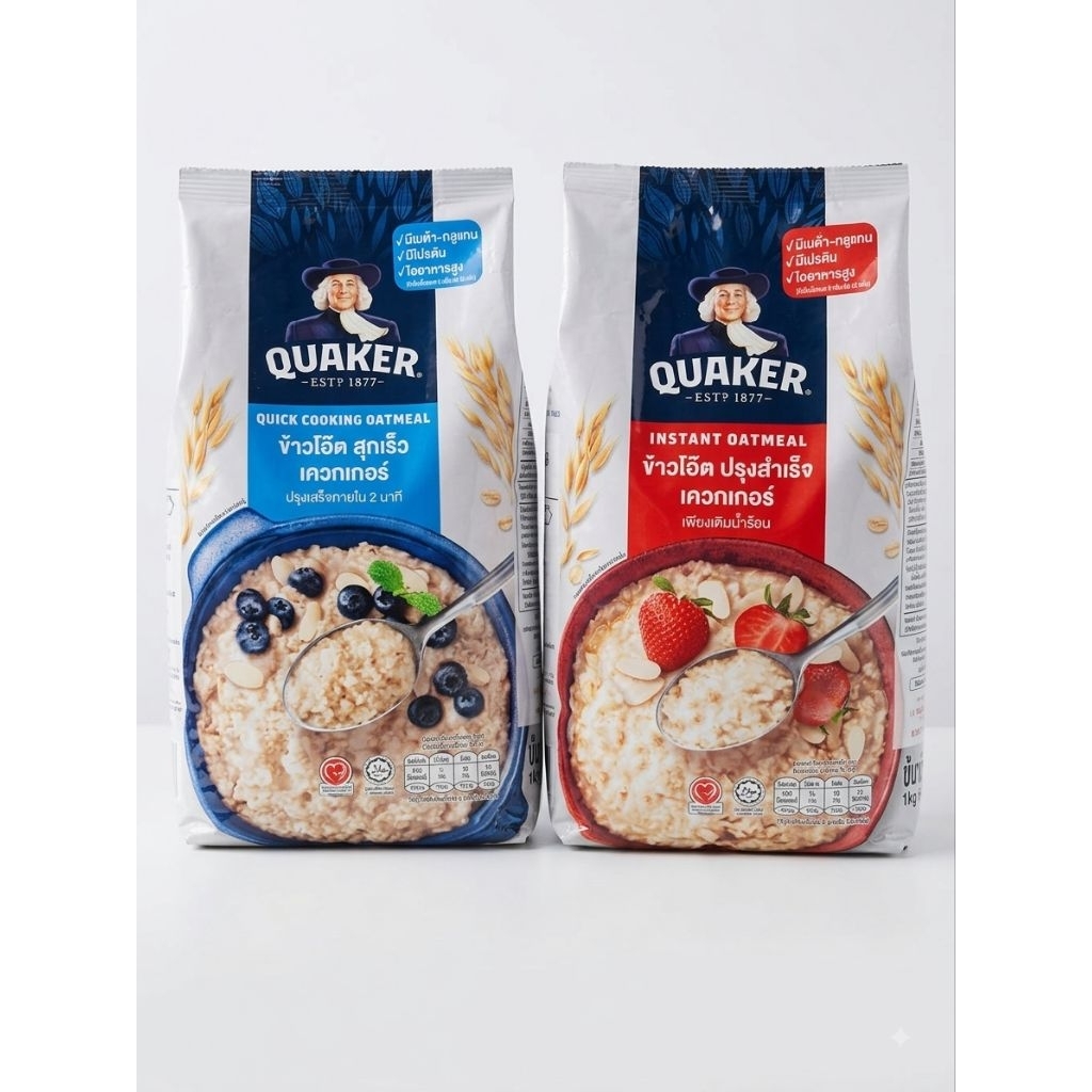 [ล็อตใหม่]Quaker ข้าวโอ๊ตพร้อมชงขนาด1kg.