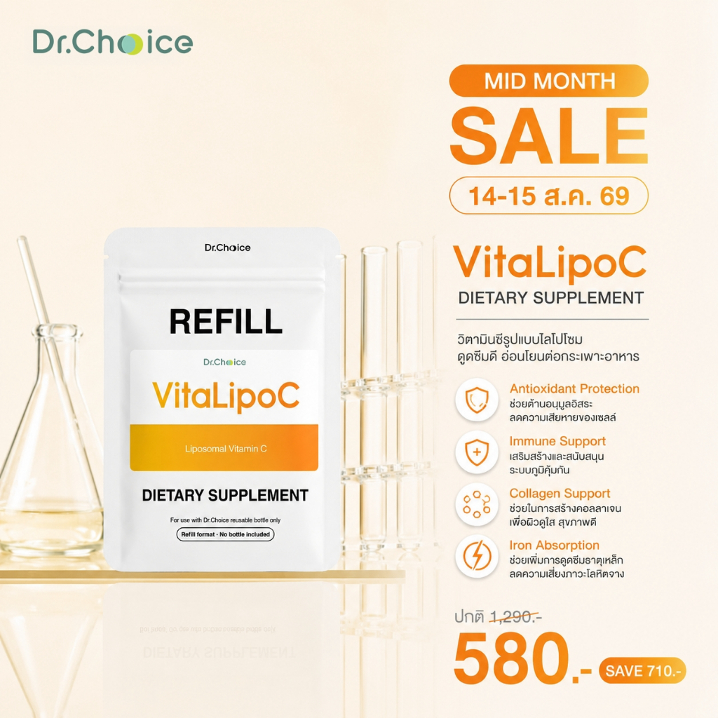 15.8 [ซองส้ม Refill]  VitaLipoC Liposomal vitamin C 1,000 mg