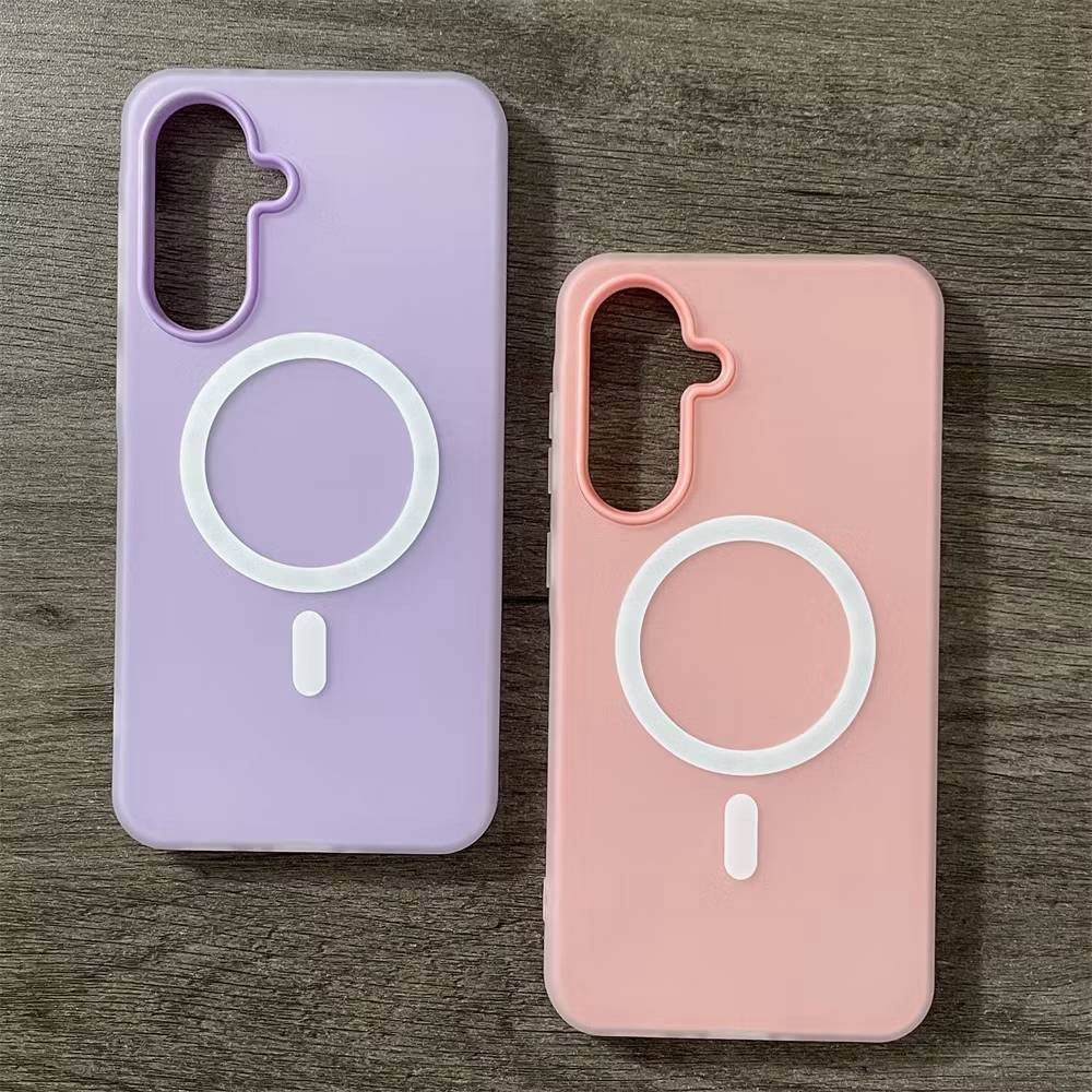 เคสสีพื้น ชาร์จได้ สำหรับ Samsung A17 A18 A16 A15 A32 5G S24FE S25FE ชาร์จไร้สายสวยหรู สีพลาสเทล TK03
