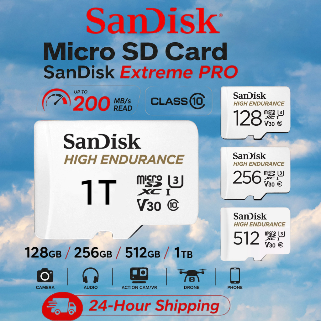 SanDisk High Endurance 32GB 64GB 128GB 256GB microSD Card (SDSQQNR)เมมโมรี่ กล้องติดรถยนต์ วงจรปิด