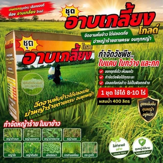 อาบเกลี้ยงโกลด์ ชุดเก็บหญ้าทุกชนิดในนาข้าว 8-10ไร่ สามารถกำจัดวัชพืชได้ทั้งใบแคบ ใบกว้าง เถาเลื้อย และกก