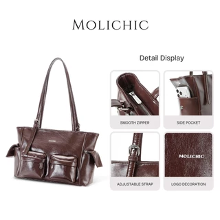 MOLICHIC Pocket Utility Bag กระเป๋าสะพายข้าง ใบใหญ่ จุของได้เยอะ หนังพรีเมียม ดีไซน์ช่องเก็บของเยอะ สไตล์เกาหลี