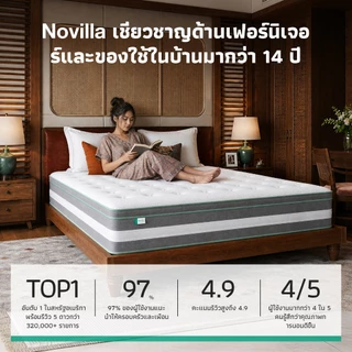 Novilla ที่นอนยางพาราแท้ 6 ฟุต รุ่น IceMint สปริงพ็อกเก็ต ผ้าไหมเย็น ระบายอากาศดี รองรับกระดูกสันหลัง บรรเทาปวดหลัง