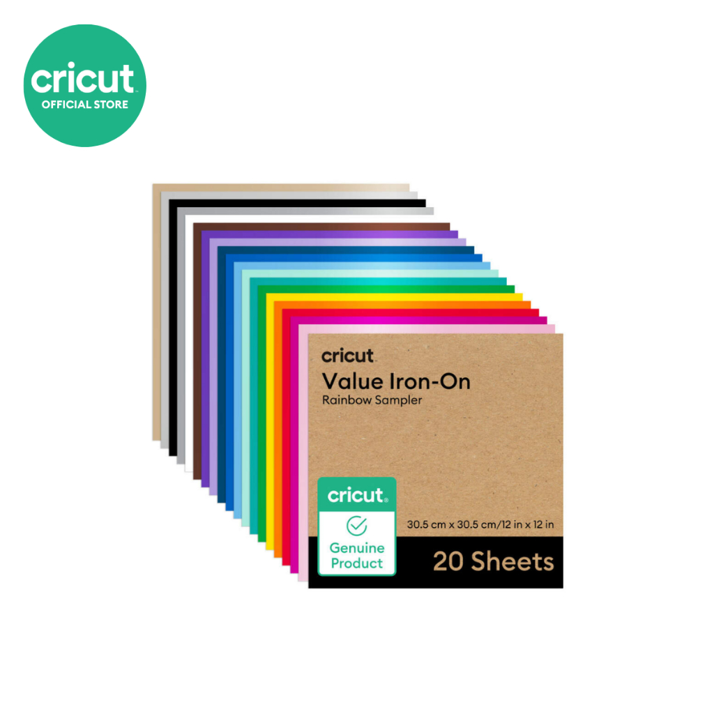 Cricut Value Iron-On Rainbow Sampler ชุดสติ๊กเกอร์รีดร้อนขนาด 12x12 นิ้ว