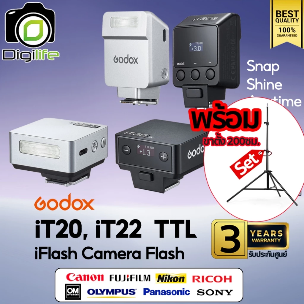 Godox Flash iT20, iT22 -TTL, Lithium Battery, iFlash, Pocket Flash ( For Ricoh และอื่นๆ, TR, FR-R ) / Digilife Thailand
