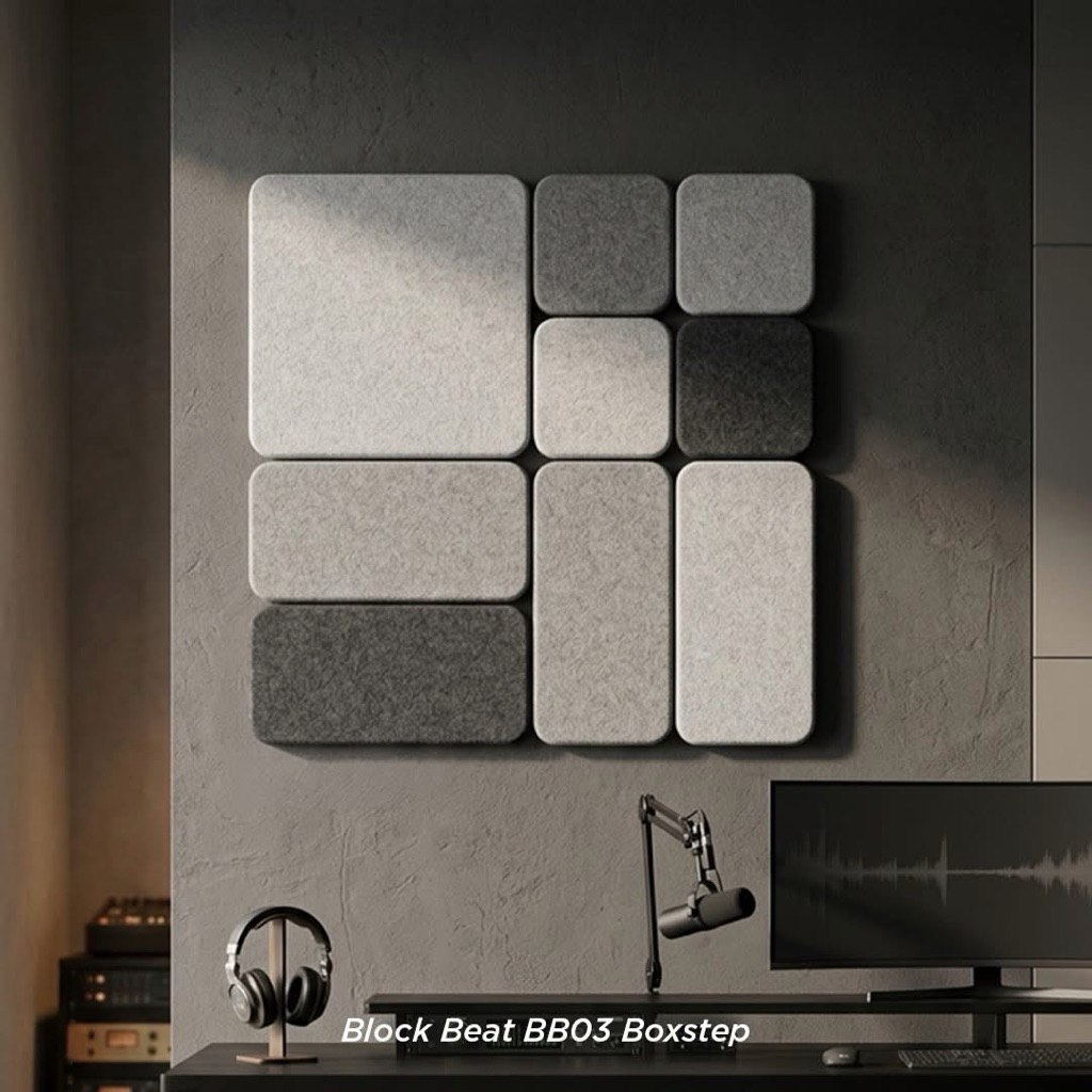 RT acoustic แผ่นอะคูสติก แผ่นซับเสียง Block Beat DIY รุ่น BB03 BOXSTEP (1 กล่อง บรรจุ 18 แผ่น) ติดได้ 2 ตรม.