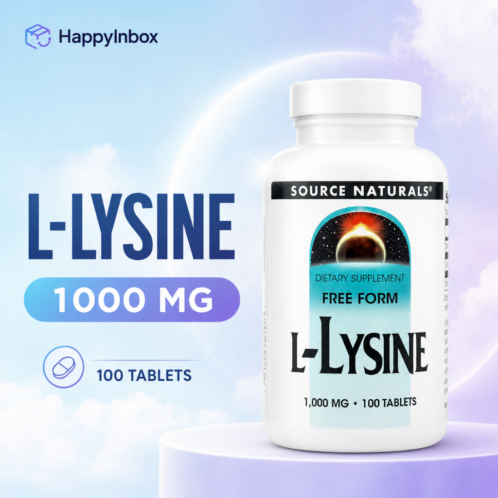 Source Naturals L-Lysine 1000mg 100 Tablets สนับสนุนคอลลาเจน สุขภาพผิวและภูมิคุ้มกัน