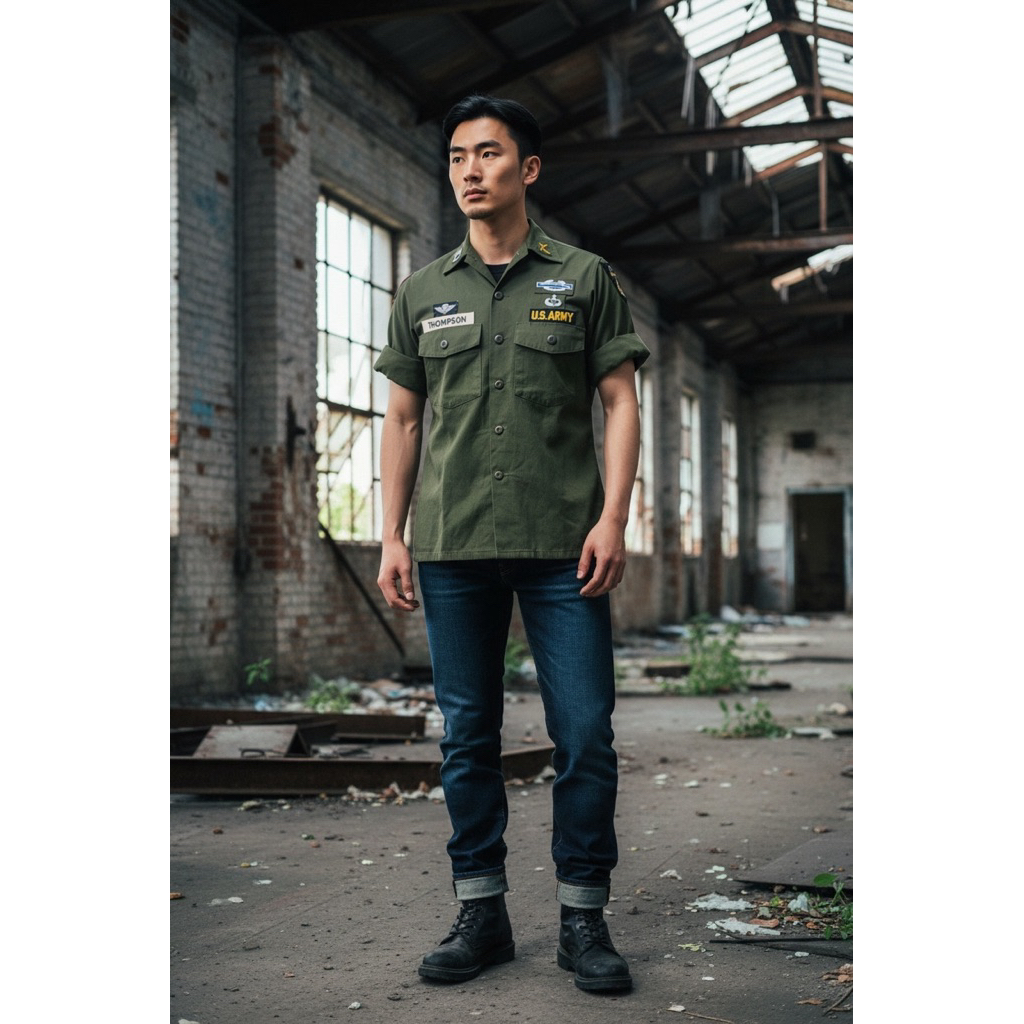 เสื้อทหาร OG 507  มือ2: ปี 1978 :รุ่นกระดุม ผ้าบาง : มีรูปเพิ่มเติม👇🏼