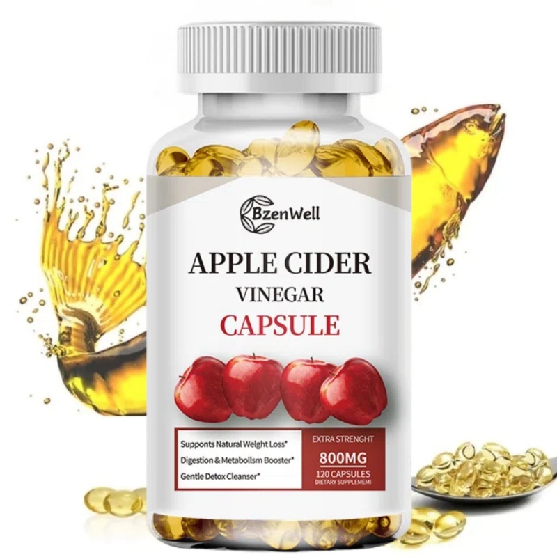 `Apple Cider Vinegar Capsules แคปซูลน้ำส้มสายชูแอปเปิล 800mg with Mother สนับสนุนระบบย่อยอาหาร และภูมิคุ้มกันร่างกาย